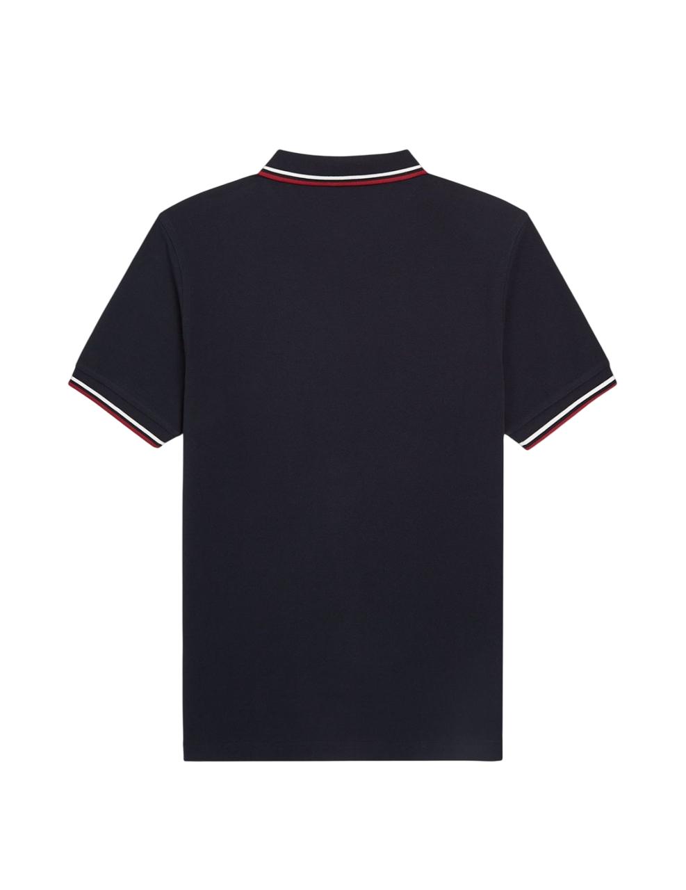 Polo Fred Perry Twin Tipped Marino Granate Hombre