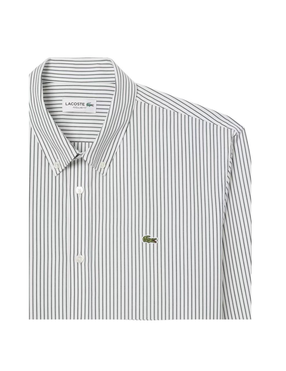Camisa de rayas Lacoste Blanca Verde Hombre