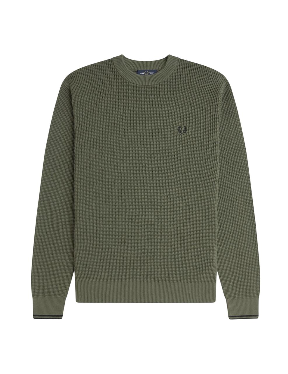 Jersey Fred Perry WAFFLE STITCH Verde Hombre