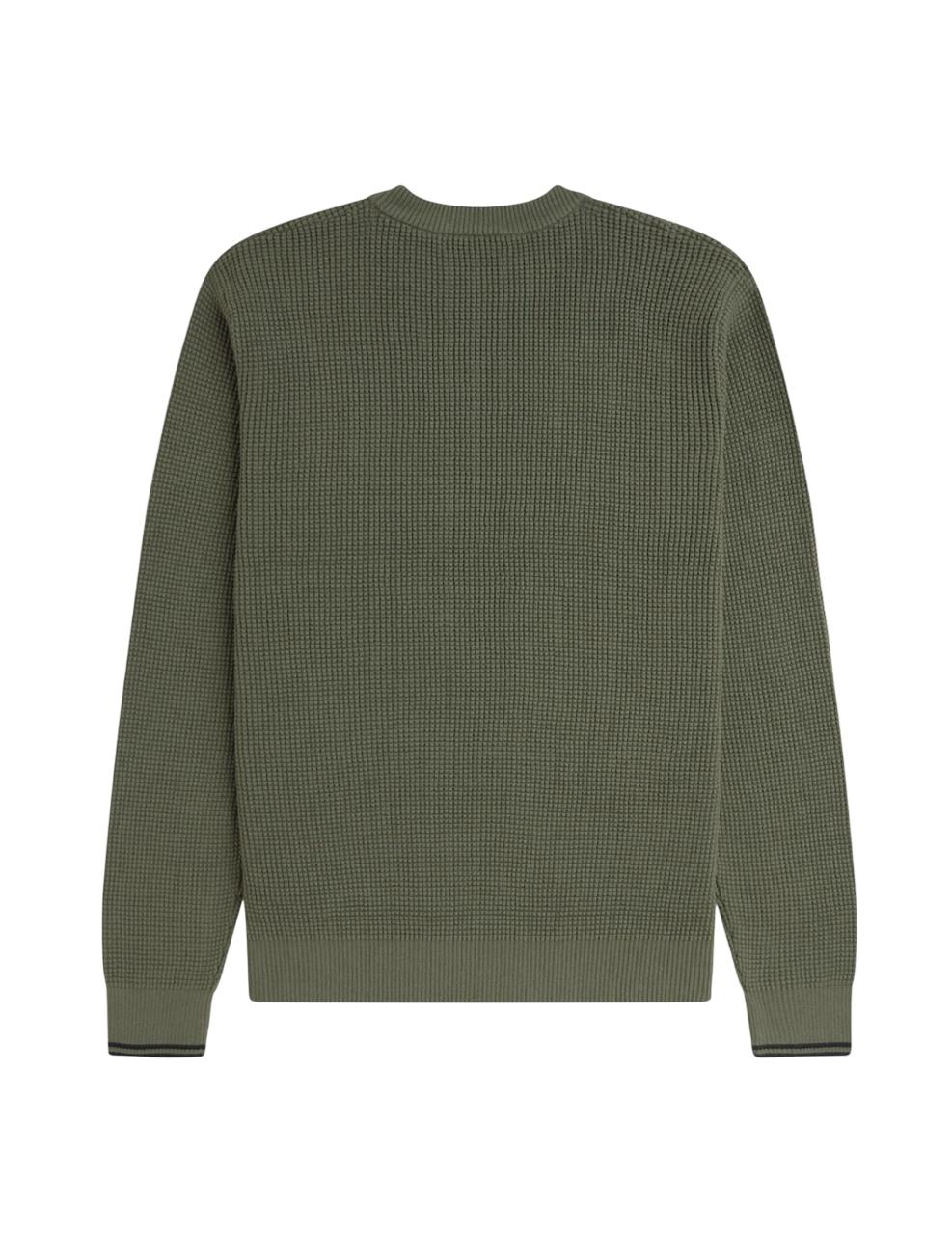 Jersey Fred Perry WAFFLE STITCH Verde Hombre