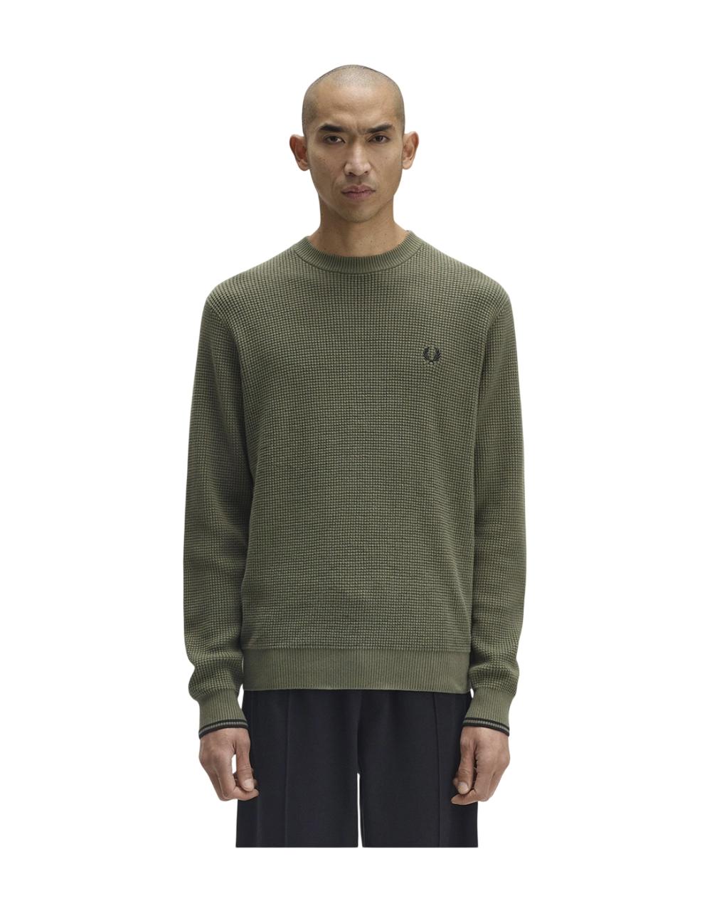 Jersey Fred Perry WAFFLE STITCH Verde Hombre