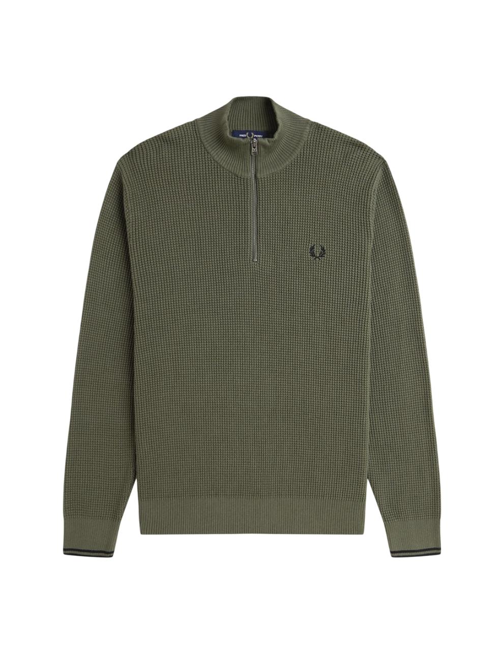 Jersey Fred Perry WAFFLE STITCH HZ Verde Hombre