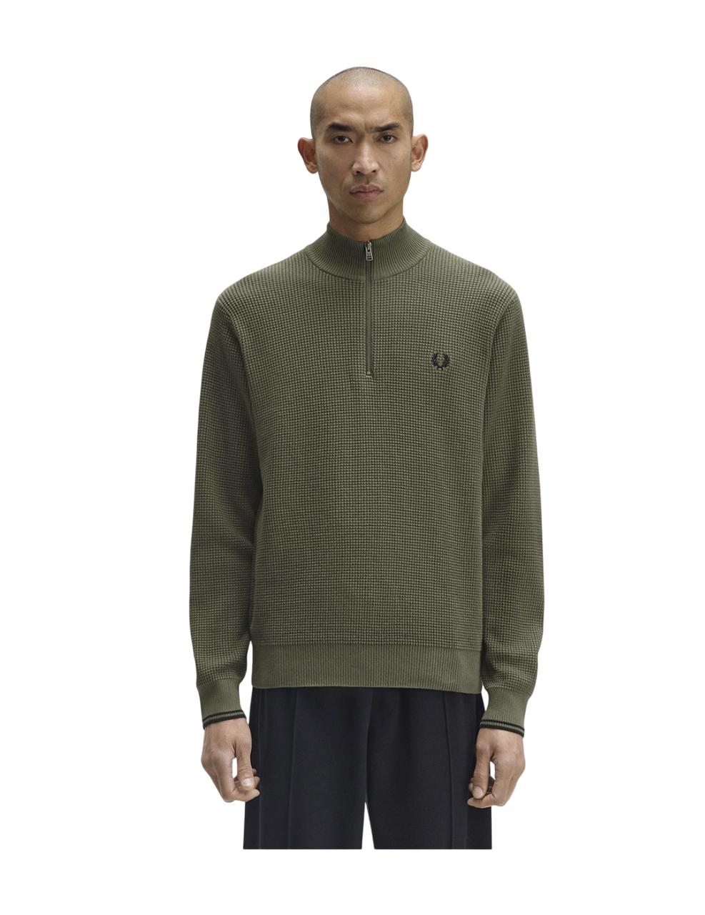 Jersey Fred Perry WAFFLE STITCH HZ Verde Hombre