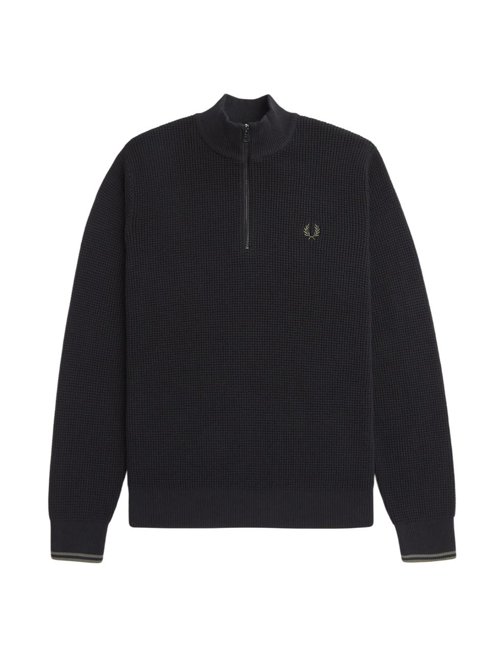 Jersey Fred Perry WAFFLE STITCH HZ Negro Hombre