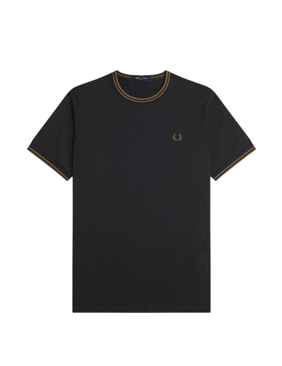 Camiseta Fred Perry TWIN TIPPED Negro Hombre