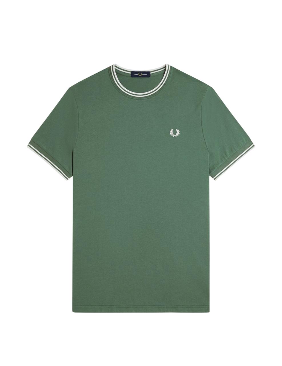 Camiseta Fred Perry TWIN TIPPED Verde Hombre