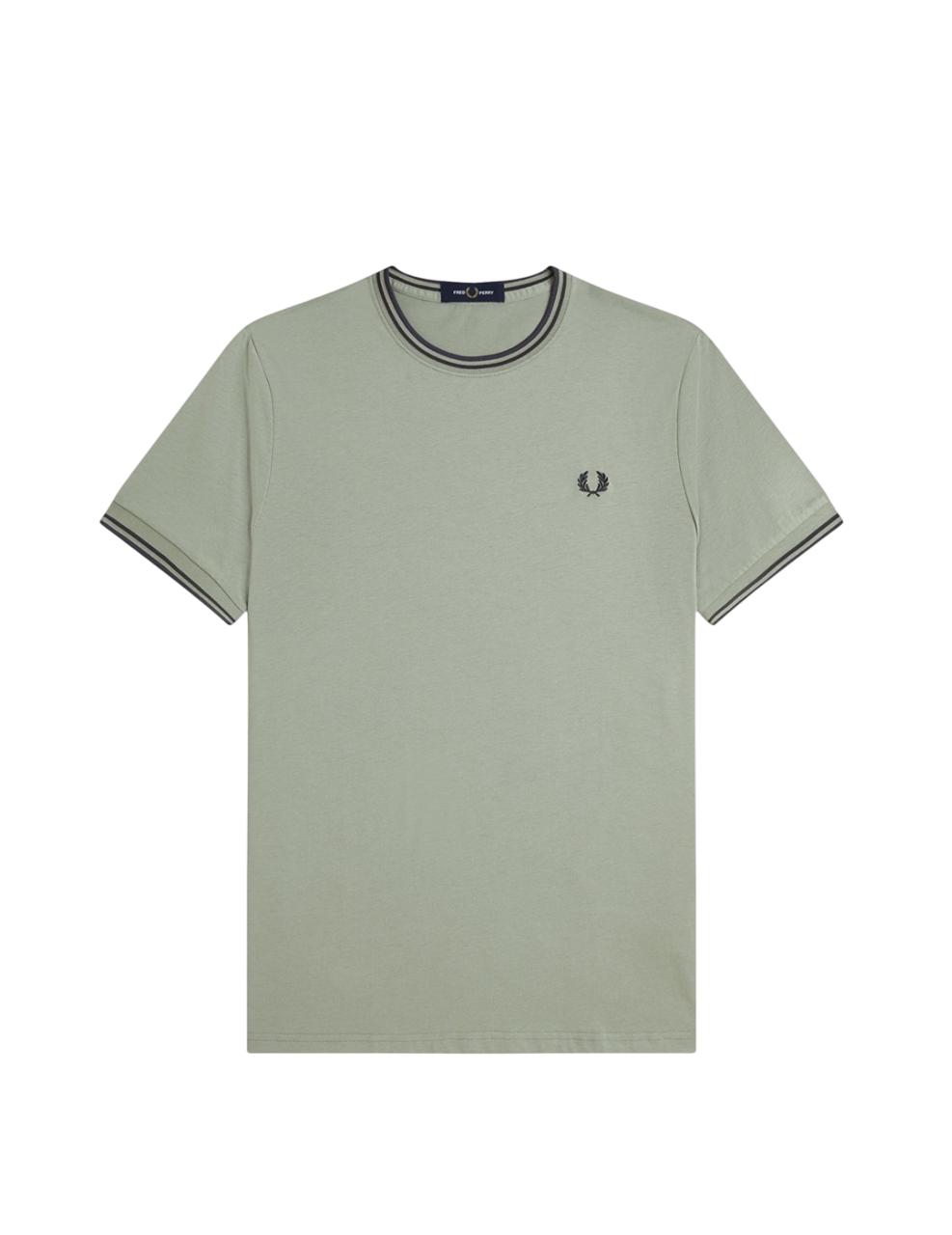 Camiseta Fred Perry TWIN TIPPED Oliva Hombre