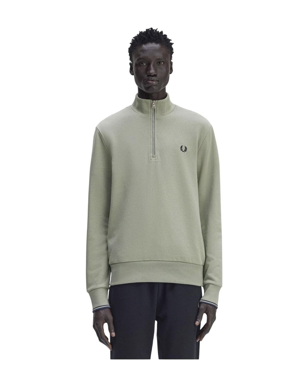 Sudadera Fred Perry HALF ZIP Oliva Hombre