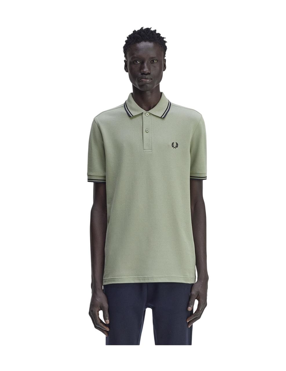 Polo Fred Perry TWIN TIPPED Oliva Hombre