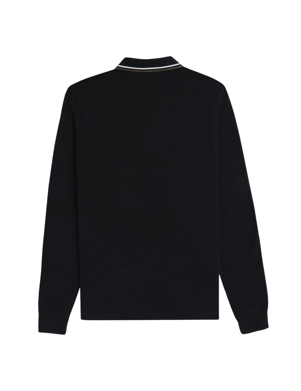 Polo Fred Perry LS TWIN TIPPED Negro Hombre