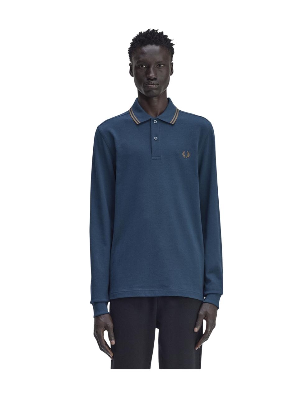 Polo Fred Perry LS TWIN TIPPED Azul Hombre