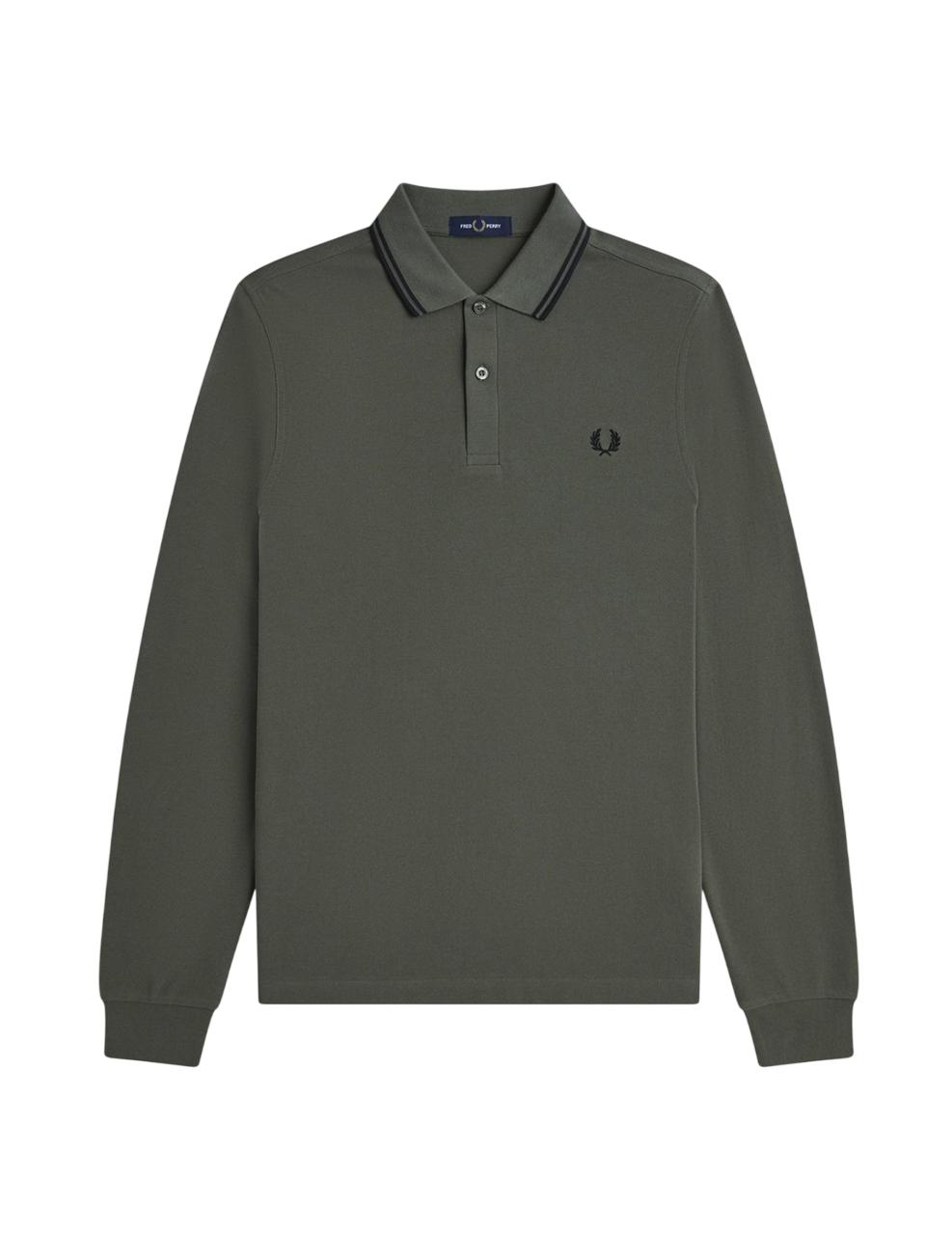 Polo Fred Perry LS TWIN TIPPED Verde Hombre