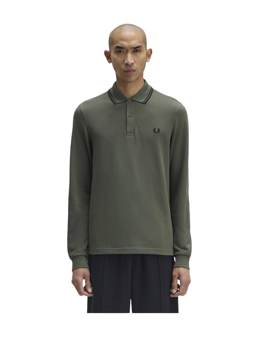 Polo Fred Perry LS TWIN TIPPED Verde Hombre