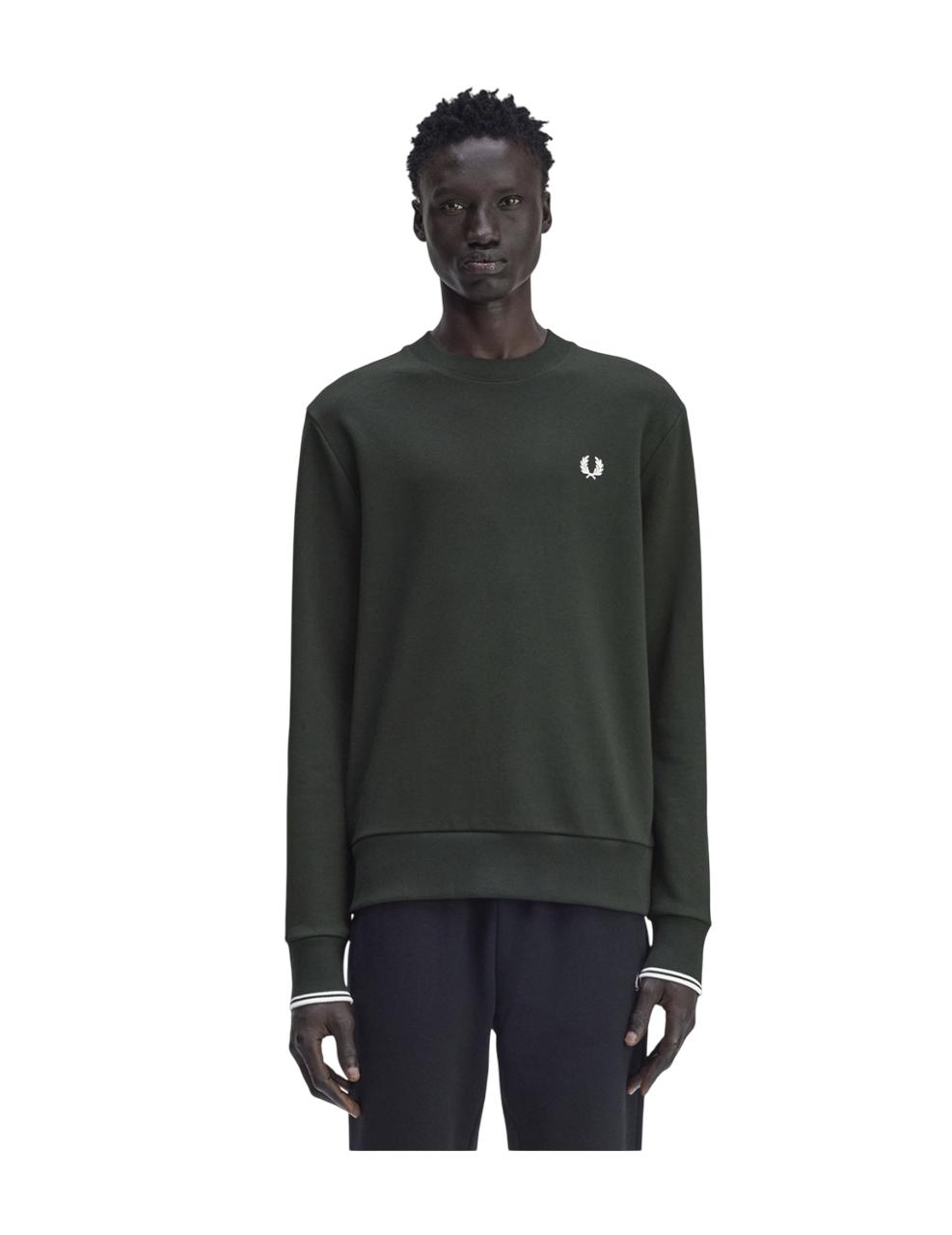  Sudadera Fred Perry CREW NECK Verde Hombre