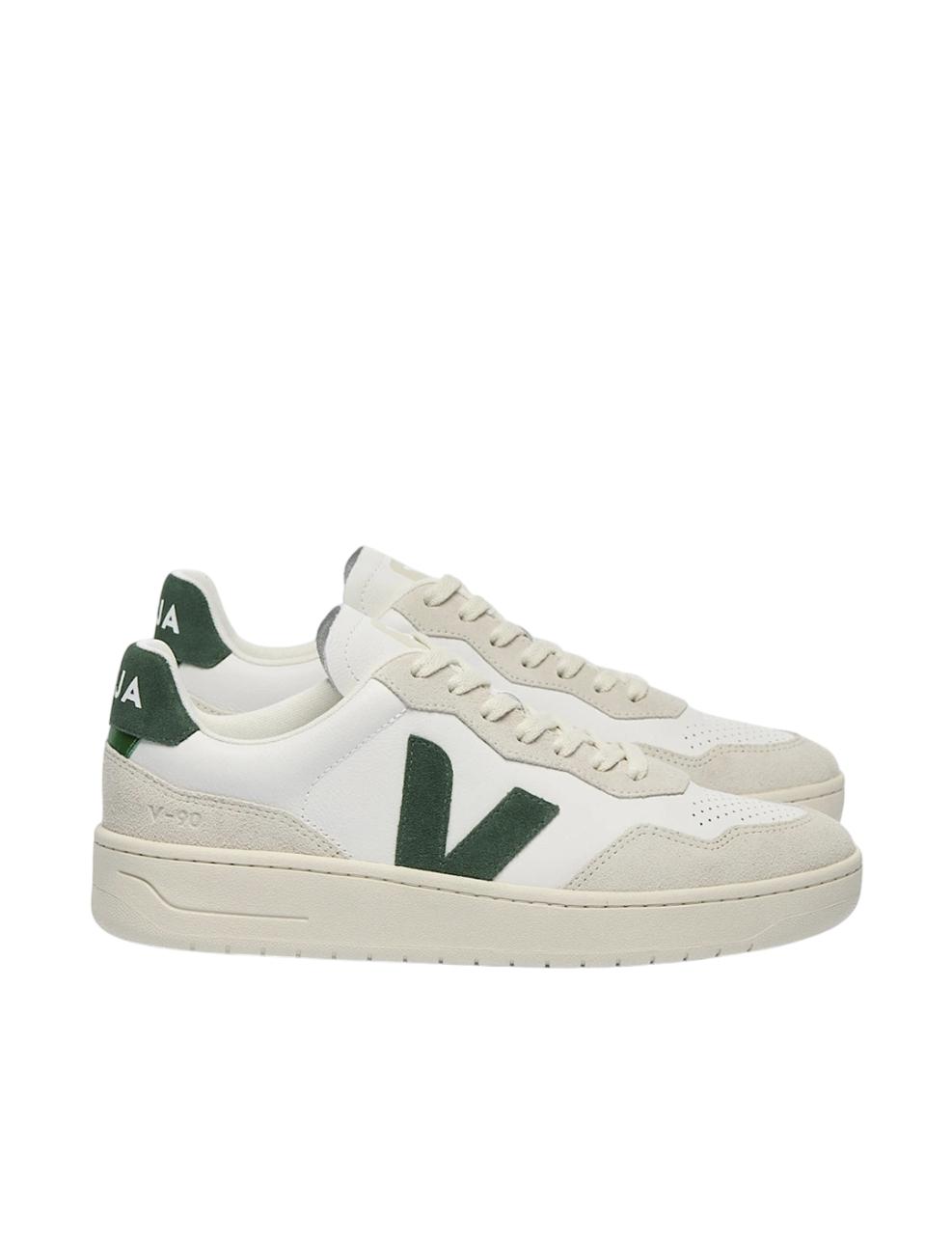  Zapatilla Veja V-90 LEATHER Blanco Verde Hombre