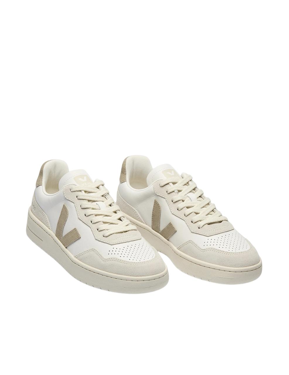 Zapatilla Veja V-90 LEATHER Blanco Beige Unisex