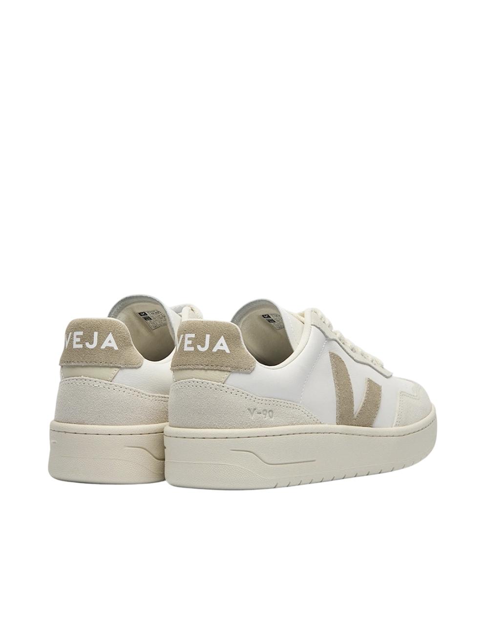 Zapatilla Veja V-90 LEATHER Blanco Beige Unisex